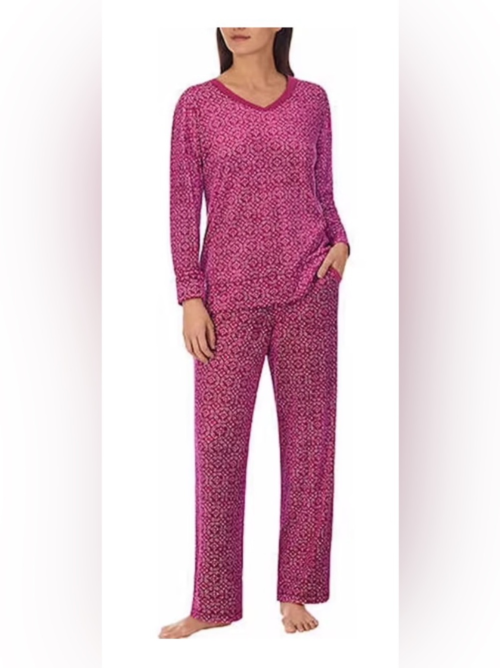 Nautica 2 Piece Cozy Fleece Pajama Set Sz Small Berry Geo color